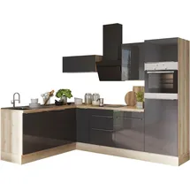 kochstation Winkelküche L-Form grau