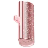 Veger Powerbank 5 000 mAh mit eingebautem Anschluss 12W PlugOn Powerbank mit Glitzer Rosa USB-C