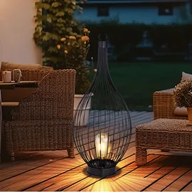 ETC Shop 2x LED Solar Hängelampe Metall spritzwassergeschützt IP44 schwarz