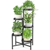 iDavosic.ly 5 Etagen Metall Pflanzenständer Blumentopfständer, Mehrstöckig Pflanzenregal Blumenregal Pflanzentreppen für Zimmerecke, Wohnzimmer, Balkon, Terrasse, Hof (Rund, Schwarz)