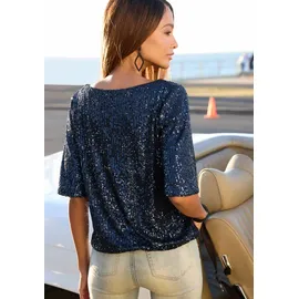 LASCANA Paillettenshirt Damen dunkelblau Gr.36/38