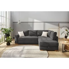 luma-home Eckcouch Cord 2-Sitzer Dunkelgrau