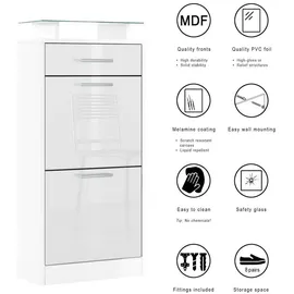 Vladon Loret V2 46 x 104 x 23 cm mit 1 Schublade weiß matt / weiß