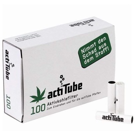 actiTube Aktivkohlefilter 1 x 100 Stück 9mm Eindrehfilter Pfeife in Acti Tube Tune Filtertips Aktivkohle