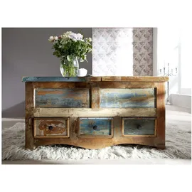 Massivmoebel24 Couchtisch Vintage mehrfarbig Akazie 100 x 100 x 50 cm