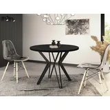 WFL GROUP Esstisch Revena (erhältlich in zwei Größen – 100/120 cm, ausziehbar auf 180/200 cm), platzsparender Tisch für Küche, Esszimmer oder Wohnzimmer schwarz 100 cm x 76 cm x 100 cm