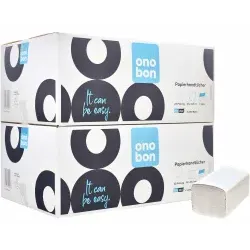 onobon Papierhandtücher, 24,5 x 23 cm, 1-lagig, natur 170000 , 2 Karton = 10.000 Blatt - SONDERAKTION