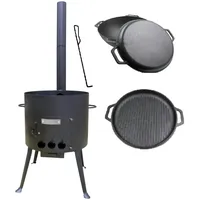 Grillpeter Utschak Set mit Kasan 15L mit Schornstein und Schüreisen