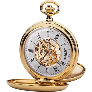 Regent Taschenuhr Regent Herren Taschenuhr Analog Gehäuse, (Analoguhr, Analoguhr), Herren Taschenuhr rund, extra groß (ca. 50mm), Metall, Elegant goldfarben