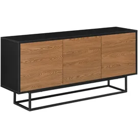 [en.casa] Sideboard Boxholm 120x30x55cm Schwarz/Dunkler Holzton