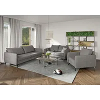 S-Style Möbel Polstergarnitur 3+2+1 Azalea mit Schwarz Metall Füßen aus Luxusmikrofaser, (1x 3-Sitzer-Sofa, 1x 2-Sitzer-Sofa, 1x Sessel), mit Wellenfederung grau