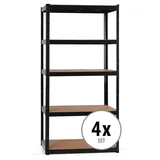 Stagecaptain Heavyrack Lagerregal Holzböden Schwarz, max. 875 kg 4x Set