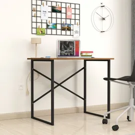 [en.casa] Schreibtisch Tjeldsund Computertisch Bürotisch 75 x 90 x 60 cm Arbeitstisch Metallgestell Laptoptisch Walnuss - Braun