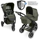 ABC-Design ABC Design Kombi-Kinderwagen Salsa 5 Run - inkl. Babywanne, Sportsitz, Sportzulassung, Luftbereifung, Sitzeinlage & Handbremse inkl. XXL-Zubehörpaket - Pure - Avocado