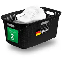 Novaliv - 2x Wäschekorb 2 Stück Rattan Wäschekorb mit