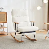 Schaukelsessel Weiße Komfortabler mit manueller Fußstütze stabiler Liegefunktion Schwerkraftverstellung bequemer Sitzfläche für Entspannung   Aosom.de