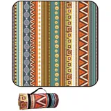 Hearda Bohemian-Stil Faltbar Picknickdecke, Picknickdecke Wasserdicht Isoliert Sandfrei, Outdoor Groß Klein Strandmatte, für Picknick, Strand Camping Teppich (Braun,100x150cm)