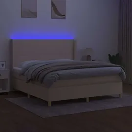 vidaXL Boxspringbett mit Matratze & LED Creme 180x200 cm Stoff