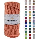 Sznurkomania, Baumwollkordel 3mm 100m, 46 Farben, Häkelkordel, Geflochten Baumwollkordel 3mm, Makramee Kordel, Makramee Garn, Premium Garn, Makramee Seil (Lachs)