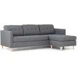 VCM Marino Sofa, Chaiselongsofa Rechts oder Links Gewendet in hellgrauen Stoff mit Holzbeinen.
