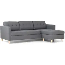 VCM Marino Sofa, Chaiselongsofa Rechts oder Links Gewendet in hellgrauen Stoff mit Holzbeinen.