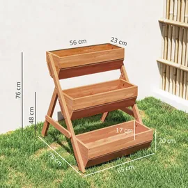 Outsunny Vertikales Hochbeet 65 x 75 x 76 cm Braun