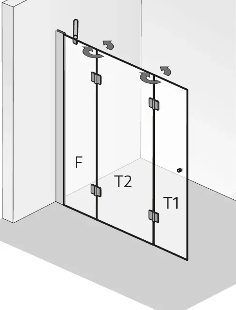 HSK Walk In Aperto Drehfalttür pendelbar, 3-teilig 2827xxx
