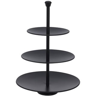 Spetebo Metall Etagere schwarz 3-stöckig - 36 x 25 cm - Edelstahl Deko Servierplatte mit 3 Etagen - Etagenständer Dessert Snack Obst Muffin Ständer