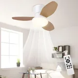 Lihaian Deckenventilator mit Beleuchtung - 6Geschwindigkeiten und 3 dimmbar,Großem Luftvolumen,Reversibler DC-motor mit LED-Beleuchtung,leiser Deckenventilator für Schlafzimmer (Holzmaserung,65cm)