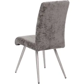 Mendler Esszimmer-Set HWC-G55, 2er-Set Stuhl + Sitzbank 160cm, Edelstahl gebürstet Stoff/Textil Chenille ~ dunkelgrau