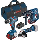 Bosch GSR 18V-28 - GBH 18V-21 + GWS 18V-Li Akku-Werkzeugset blau/schwarz