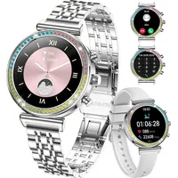Damen, 1,25 Zoll HD Display, Bluetooth-Anrufe, wasserdichte Sport Damen Smartwatch, Pulsmesser, Schrittzähler, Kompatibel mit Android und iOS - Silber