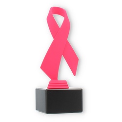 Pokal Kunststofffigur Schleife pink auf schwarzem Marmorsockel 18,5cm