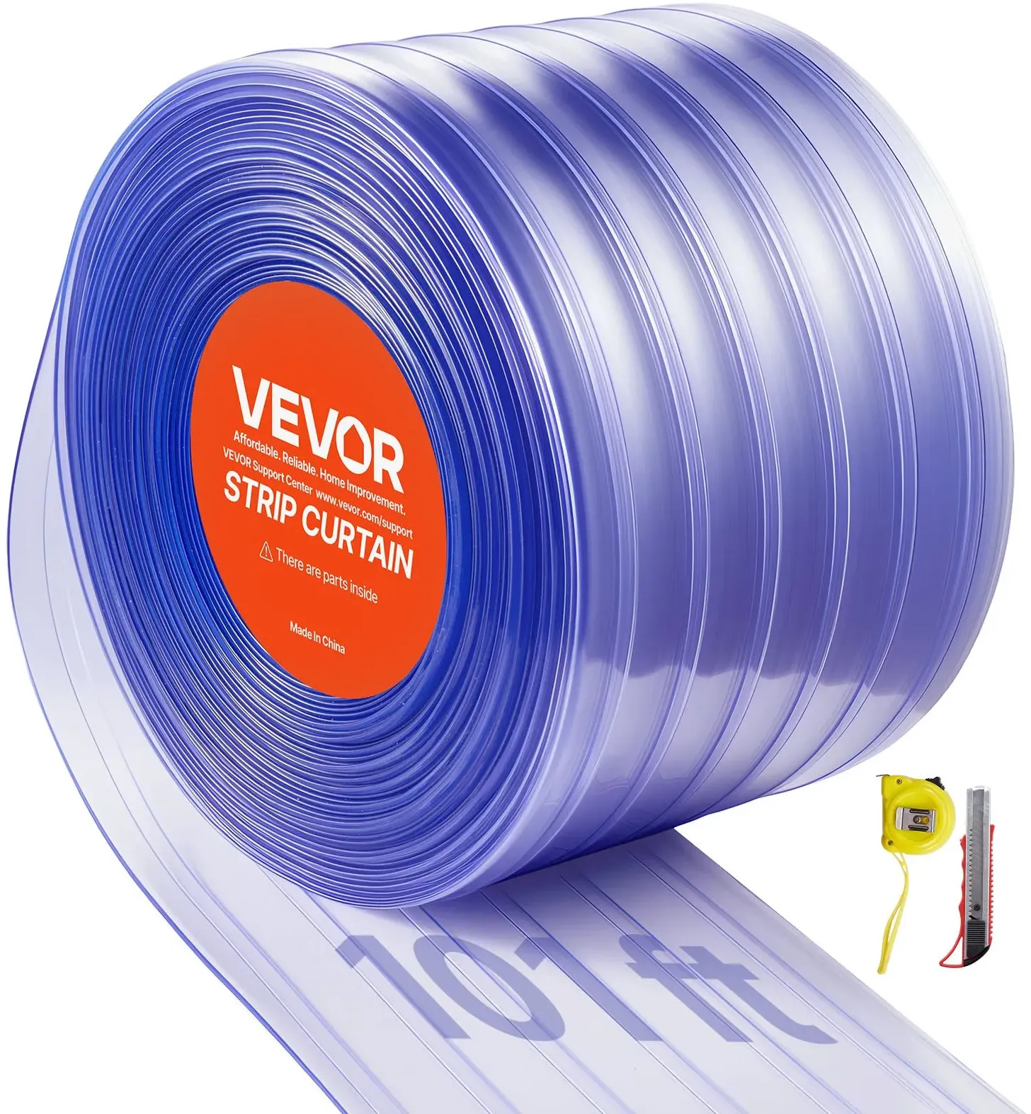 VEVOR PVC-Streifenvorhang, 30,8 x 0,3 m, Lamellenvorhang, Meterware, -20 °C bis 60 °C Vorhangstreifen für Türen von Supermärkten, Garagen, Lagerhallen, Scheunen & Tierställen, gerippt