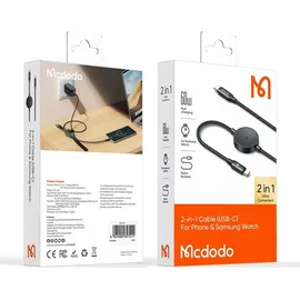 Mcdodo CA-4170, 2-fach Ladekabel für USB-C / Samsung Galaxy Watch, 60W, 1,5m, schwarz