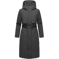Navahoo Damen Wintermantel warmer, wasserabweisender Parka mit (abnehmbarer) Kapuze und Taillengürtel Waldbummler 14 Mouse Grey Gr. 3XL - 3XL