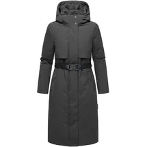 Navahoo Damen Wintermantel warmer, wasserabweisender Parka mit (abnehmbarer) Kapuze und Taillengürtel Waldbummler 14 Mouse Grey Gr. 3XL - 3XL