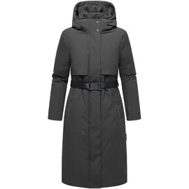 Navahoo Damen Wintermantel warmer, wasserabweisender Parka mit (abnehmbarer) Kapuze und Taillengürtel Waldbummler 14 Mouse Grey Gr. 3XL - 3XL