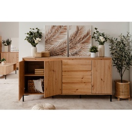 MID.YOU Sideboard Eiche Artisan Holzwerkstoff, 2 Fächer, 3 Schubladen, 170x87x40 cm , Eiche