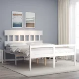 vidaXL Seniorenbett mit Kopfteil 160x200 cm Weiß Massivholz