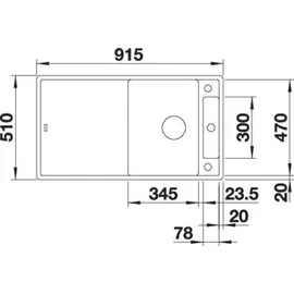 Blanco Axia III 5 S links Einbau von Oben vulkangrau Handbetätigung 915 x 510 mm