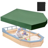 YSUEFIJO Sandkasten Schiff Abdeckung 160x113x22cm Abdeckung für Gartenmöbel Wasserdicht, Sandboxen Sandspielzeug Sandkastenabdeckung 210D Oxford Gewebe Wasserdicht Grün mit Aufbewahrungstasche