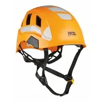 Petzl Schutzhelm Strato Vent HI-VIZ, EN 397, EN 12492, mit 6-Punkt-System & Kinnriemen, Größe 53-63, orange