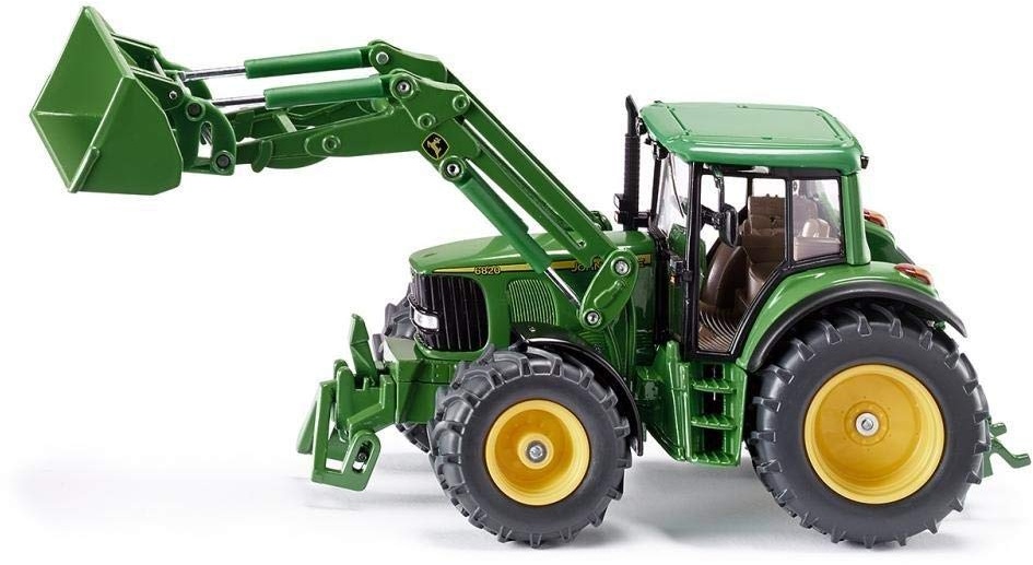 siku 3652, John Deere Traktor mit Frontlader, 1:32, Metall/Kunststoff, Grün, Beweglicher Frontlader, Abnehmbare Fahrerkabine