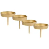 Spetebo Alu Kerzenpick für Stumpenkerzen 4er Set - 8 cm in Gold - Metall Kerzenhalter für Kugelkerzen - Kerzen Stecker für Advents und Weihnachts Gesteck