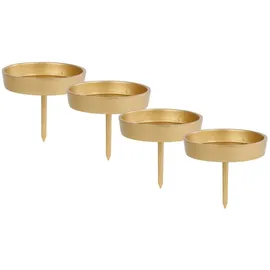 Spetebo Alu Kerzenpick für Stumpenkerzen 4er Set - 8 cm in Gold - Metall Kerzenhalter für Kugelkerzen - Kerzen Stecker für Advents und Weihnachts Gesteck