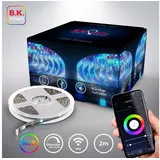 B.K.Licht LED-Streifen, Smart Home LED Stripe/Band 2m USB WiFi Appsteuerung