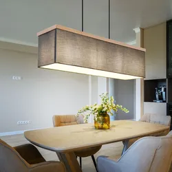 Pendellampe Esstischleuchte Hängelampe Holzoptik Stoff Wohnzimmerlampe 4 flammig