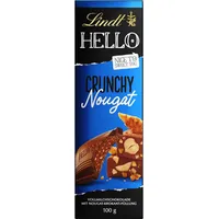 Lindt Schokolade HELLO Crunchy Nougat | 100 g Tafel | Vollmilch-Schokolade mit Nougat-Krokant-Füllung | Schokoladentafel | Schokoladengeschenk