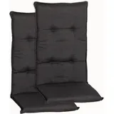 NYVI Gartenstuhl Auflagen Hochlehner 2er Set Barcelona - UV-Beständig, Atmungsaktiv, Strapazierfähig - Hochlehnerauflagen Sitzkissen Outdoor - Sitzauflagen für Gartenstühle 118x50cm Dunkelgrau